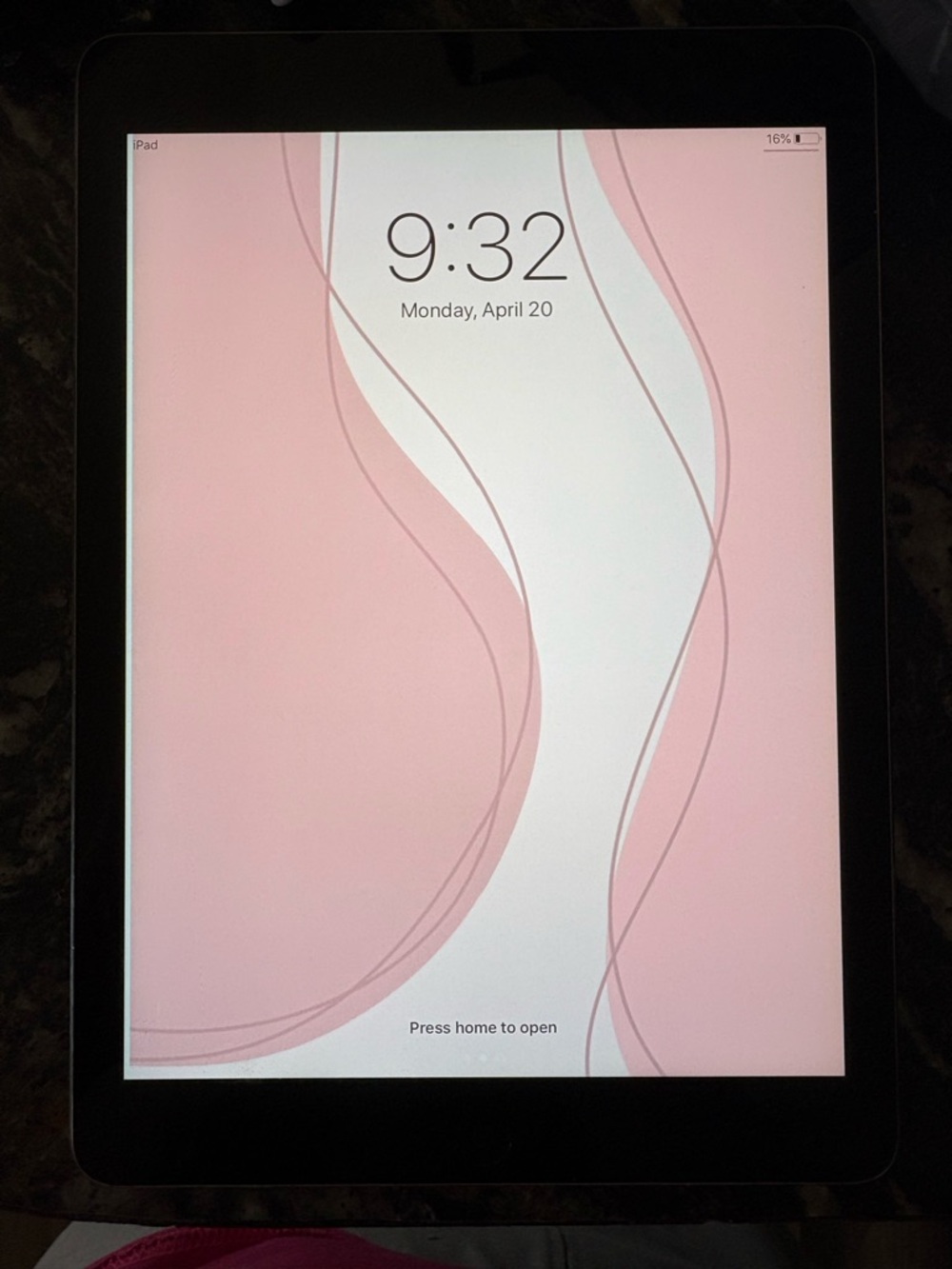 iPad with Pink and White Display